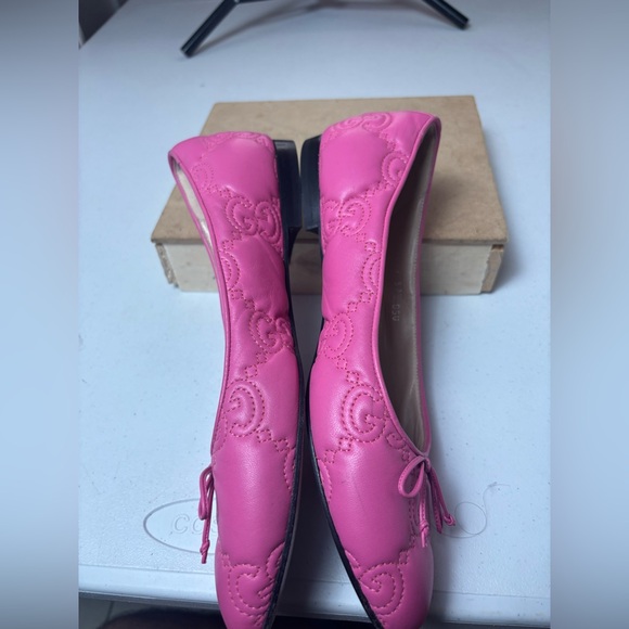 Women’s Gucci Pink Quilted  Nappa Leather Ballet Flats/Shoes Sz 39.5 / US 9.5 - Picture 7 of 14